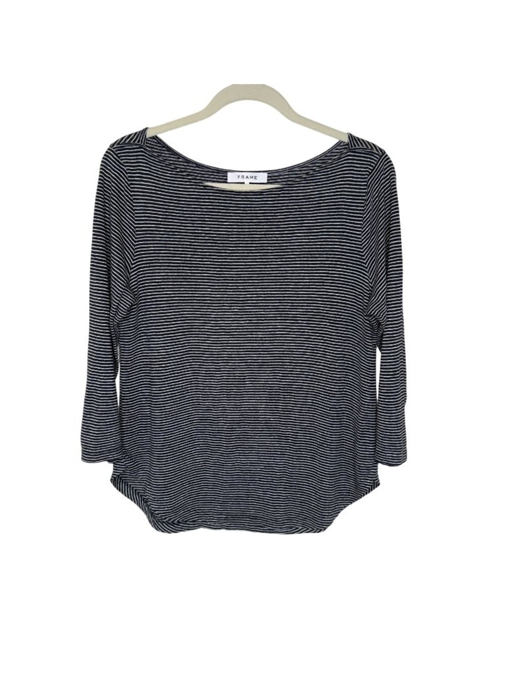 Frame Womens Navy & White Striped Organic Linen Top, M